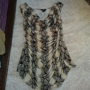 XOXO snakeskin dress top w/ plunge cowl neck